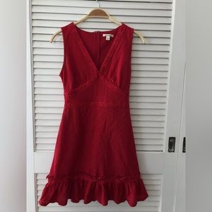 Red Mini Dress with embroidery details